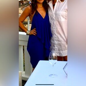 Olivaceous hanker chief electric blue dress. Size small